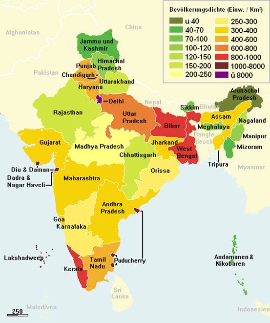 Bevölkerungsverteilung in Indien - German Grammar - Deutsche Grammatik